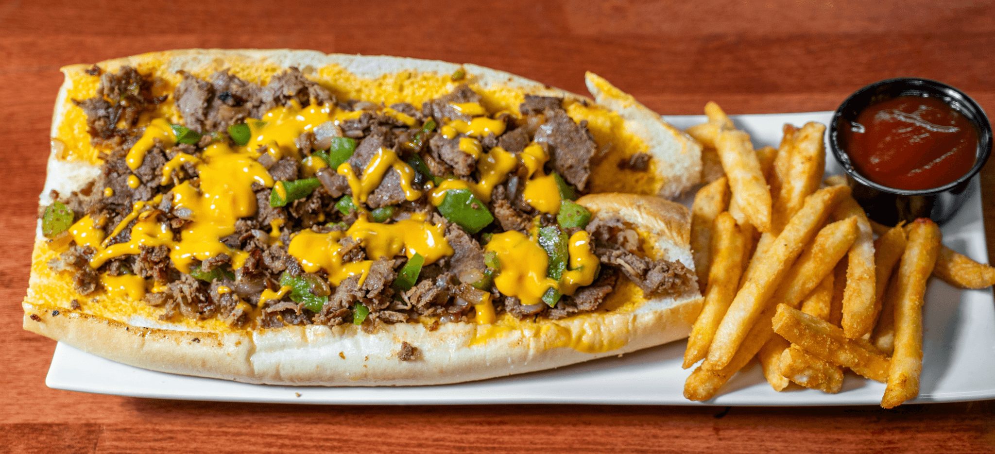 Philly Cheese Steak, Crispy fries..