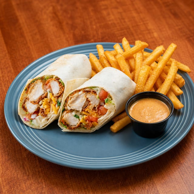 HOT Chicken Wrap (Single). Crispy Fries..