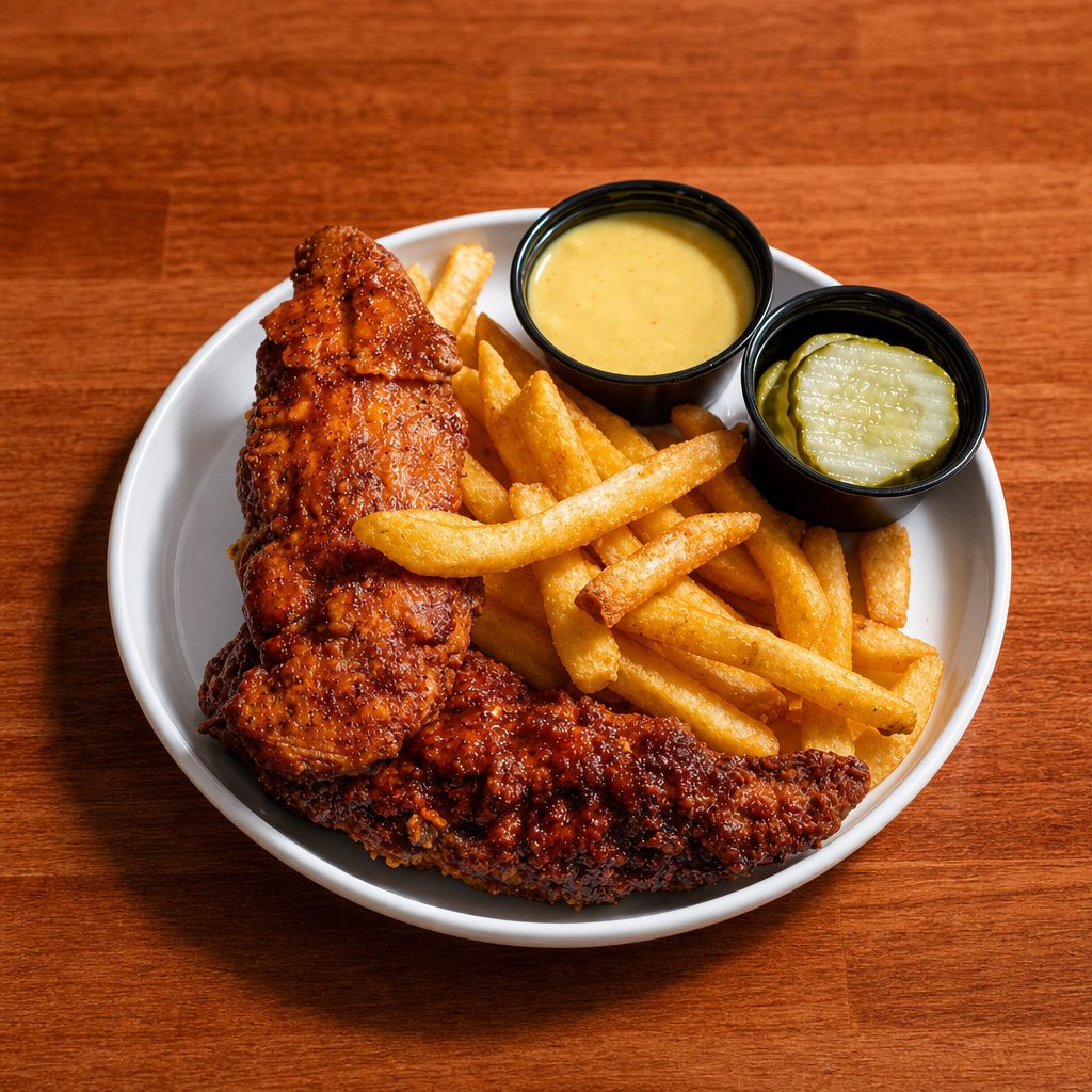 Chicken Tenders; Crispy Fries..