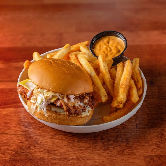 Hot Chicken Sandwich. Single. (No Fries)..