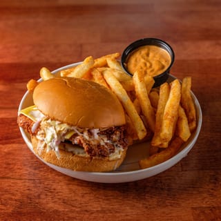 Loco’s HOT Sandwich (Single),  Seasoned Fries.