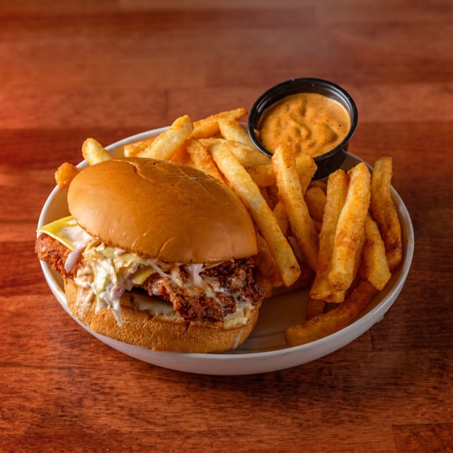 Loco's Hot Sandwich (Single), Seasoned Fries..