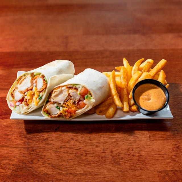 Hot Chicken Wrap (Single). Crispy Fries..